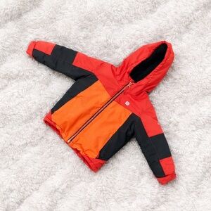 Kids Winter Jacket Size 4 Red Black Orange Hooded Coat Warm Durable